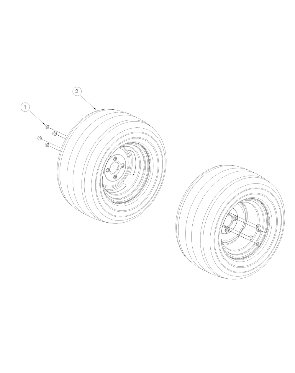 Wheel Assembly Diagram and Parts List for M48-KH 53AH8CT2050-25HP Cub Cadet Lawn Tractor